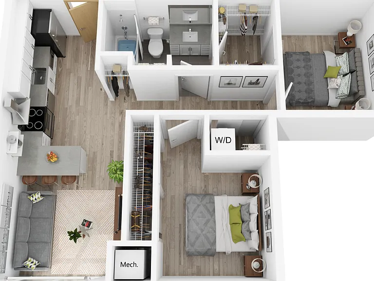 Plan O | 2 bedroom, 1 bath Plan O | 2 bedroom, 1 bath