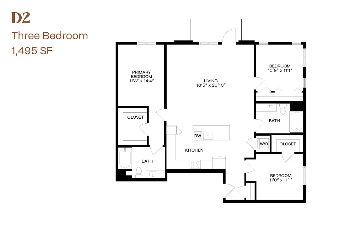 Floor plan Three Bedroom D2
