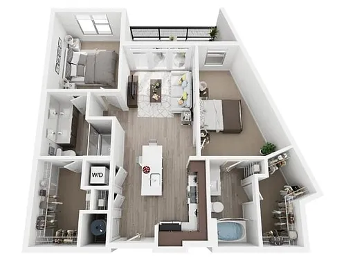 Floor plan Two Bedroom Two Bath B1