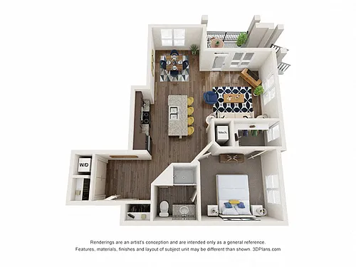 Floor plan 1x1 Den D