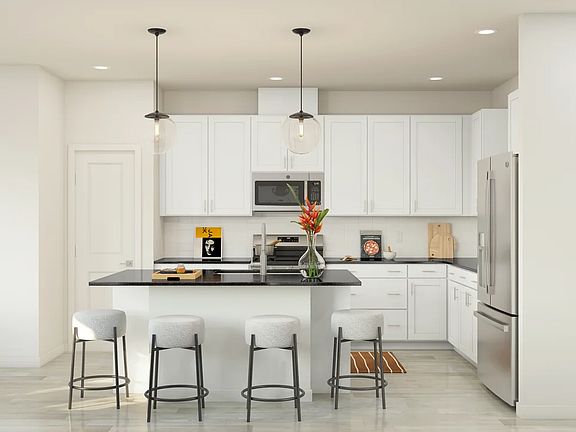 Kitchen with pendant lighting