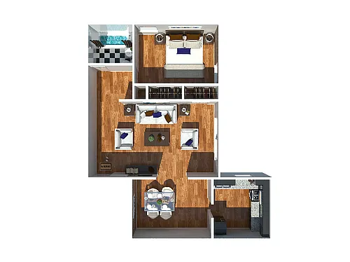 Floor plan 1 Bedroom - Jefferson