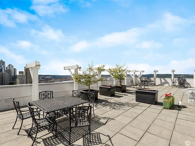 roof top with the water and city view
