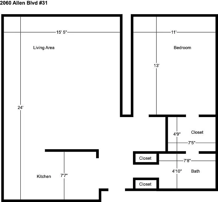 Floor plan 1-Bedroom Second Floor 2060-31