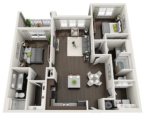Floor plan Two Bedroom B2B