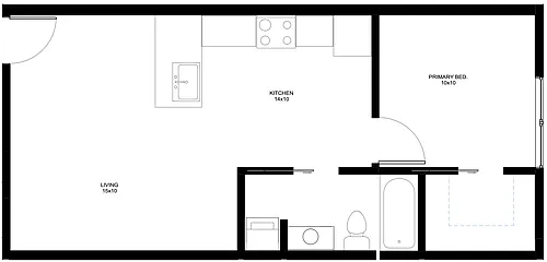 Floor plan 1 Bedroom 1 Bathroom