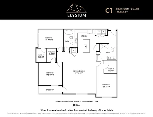 Floor plan C1 - 3 Bedrooms / 2 Bath
