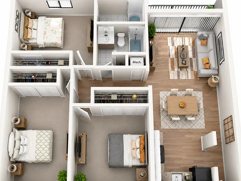 The Manor is a beautifully designed three-bedroom, three-bathroom floor plan offering expansive living space and modern convenience. The Manor is a beautifully designed three-bedroom, three-bathroom floor plan offering expansive living space and modern co