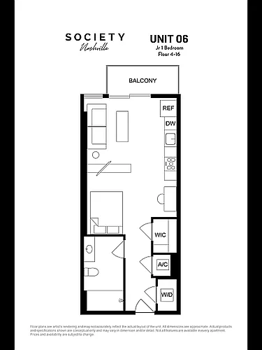 Floor plan Jr. 1-Bed/1-Bath