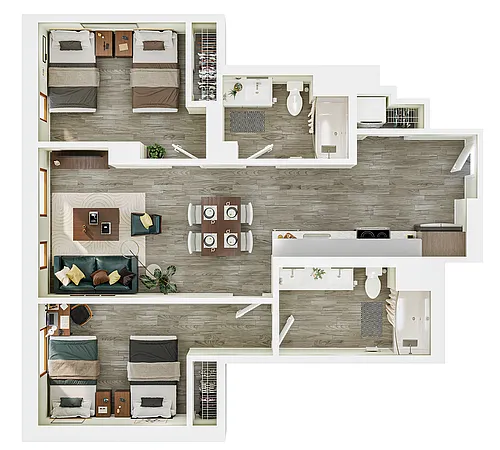 Floor plan 2BR/2BA - B2
