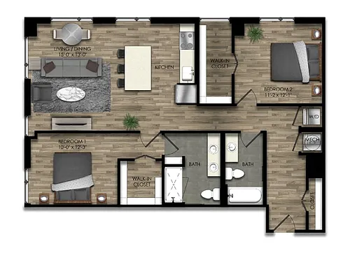 Floor plan 2 Bed/2 Bath-28W