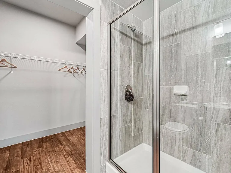 Enjoy a modern stand up shower in our luxurious Houston apartment at The Broadway.