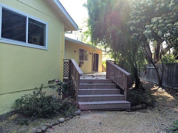 Steps from deck to garden