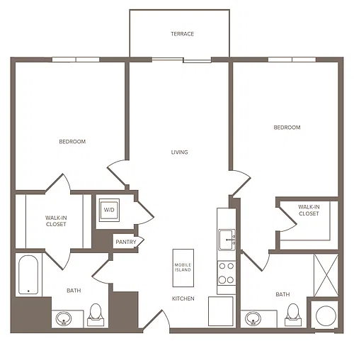 Floor plan 2 Bed/2 Bath-G