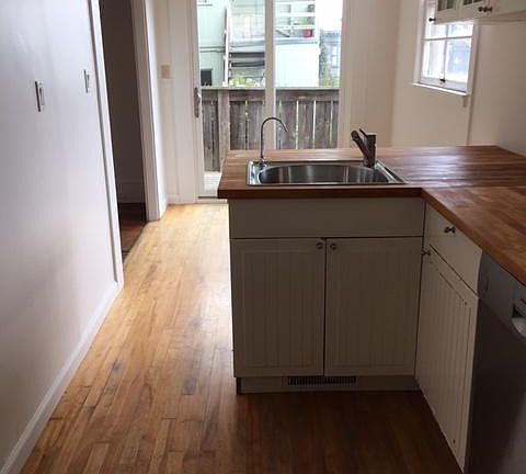 Kitchen facing deck