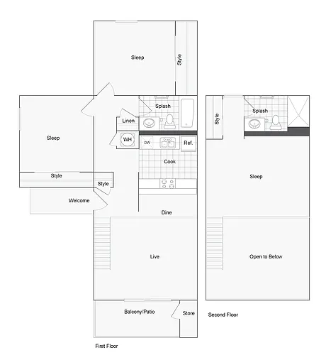 Floor plan 3 BR x 2 BA - A