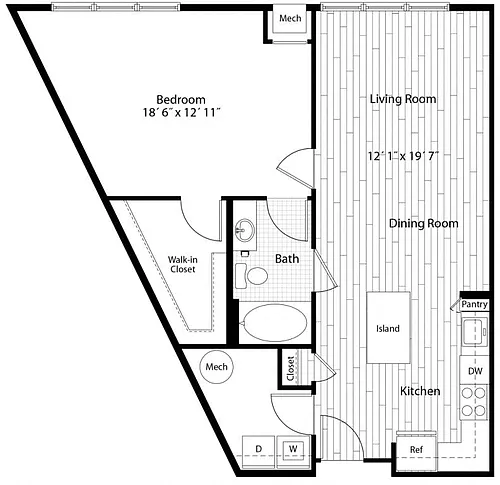 Floor plan 1 Bed/1 Bath
