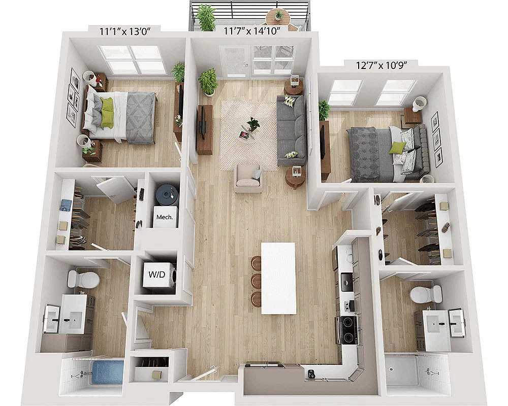 Floor plan Two Bedroom B2A
