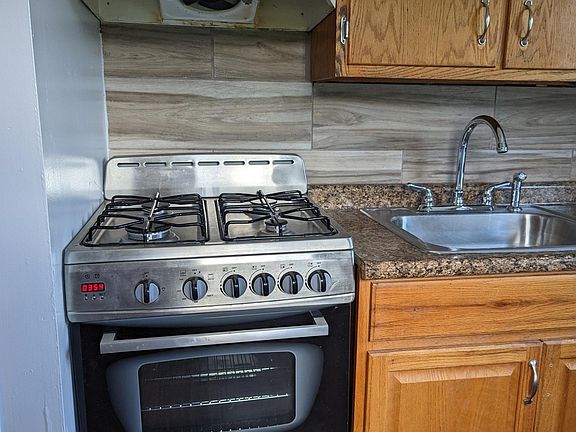 kitchen with stainless range