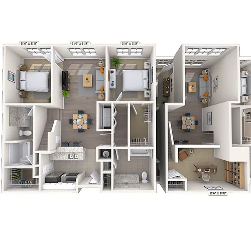 Floor plan Loft 2x2 1156-1338 SF