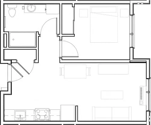 Floor plan Senior Housing - 1x1