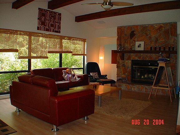 Family room with fireplace.