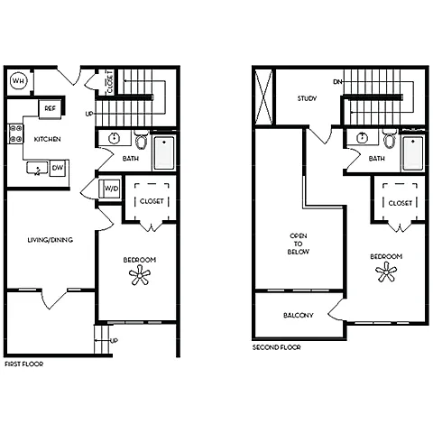 Floor plan Two-Bedroom Townhouse (TH3)