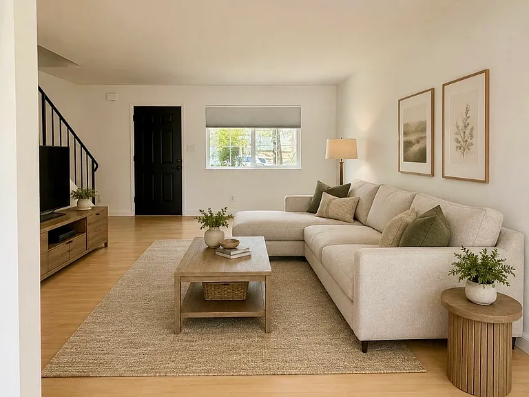 Living area virtually staged