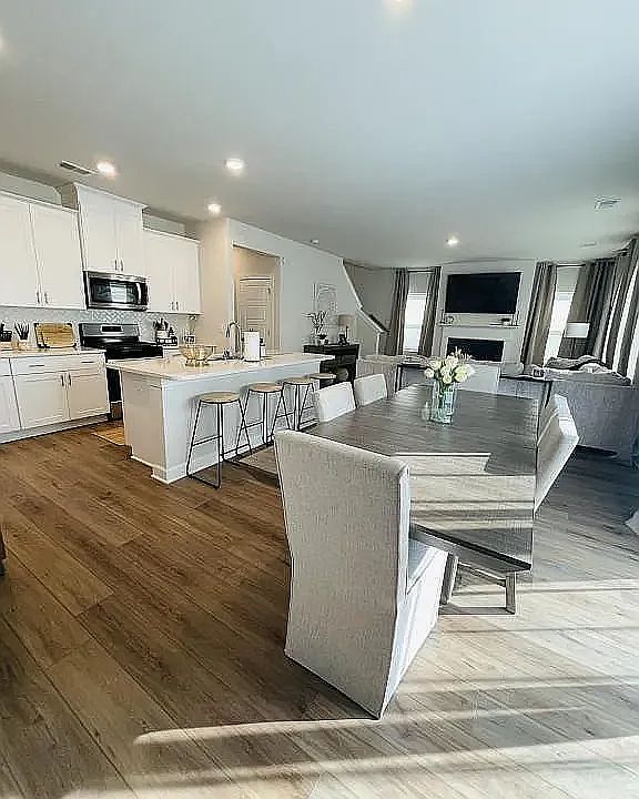 Open Dining and Kitchen Rooms
