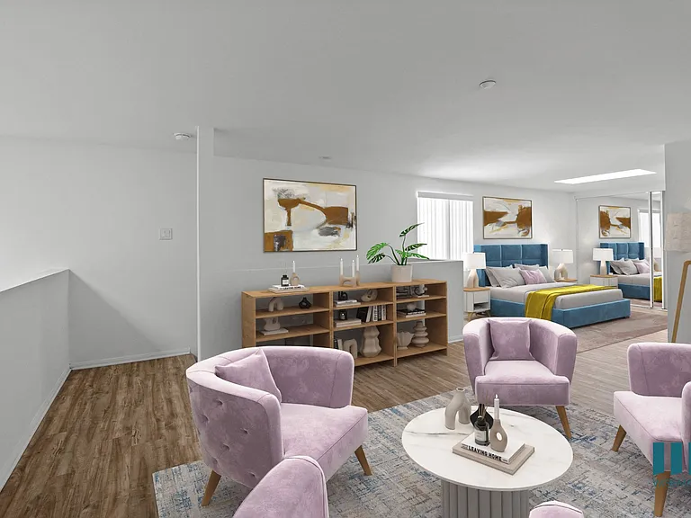 Large-Size Loft-Area with Recessed Lighting and Vinyl Flooring
