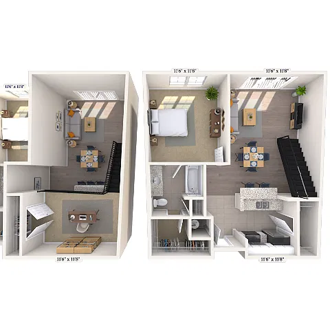Floor plan Loft 1x1 895-1045 SF