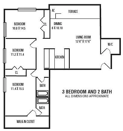 Floor plan 3Bedroom 2Bathroom