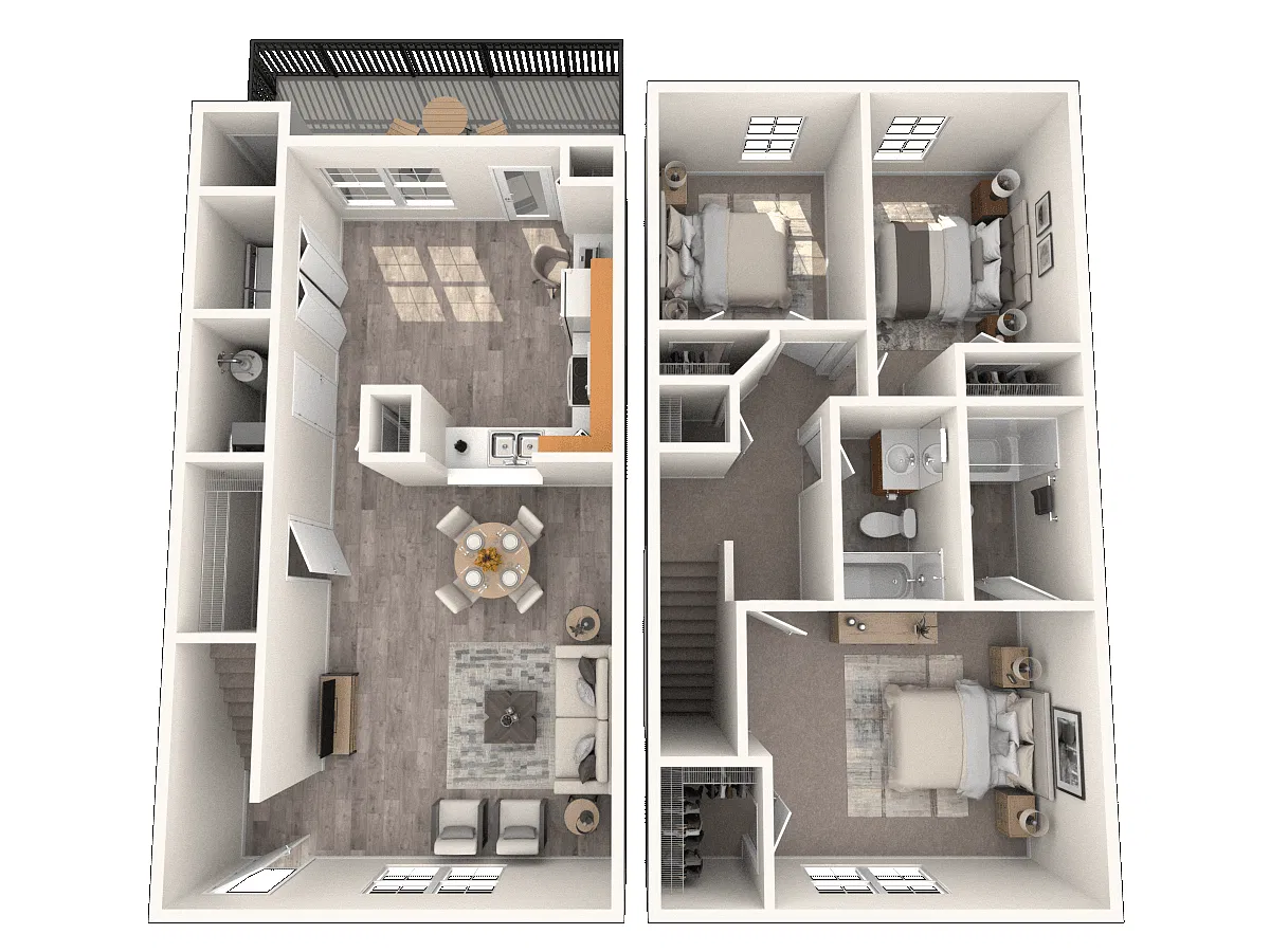 Floor plan Three Bedroom Townhome
