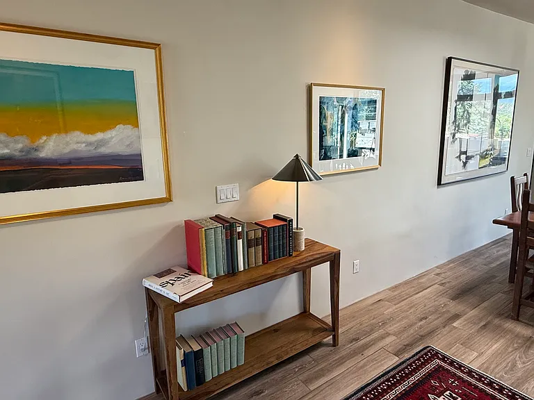 Local art, books, dining table