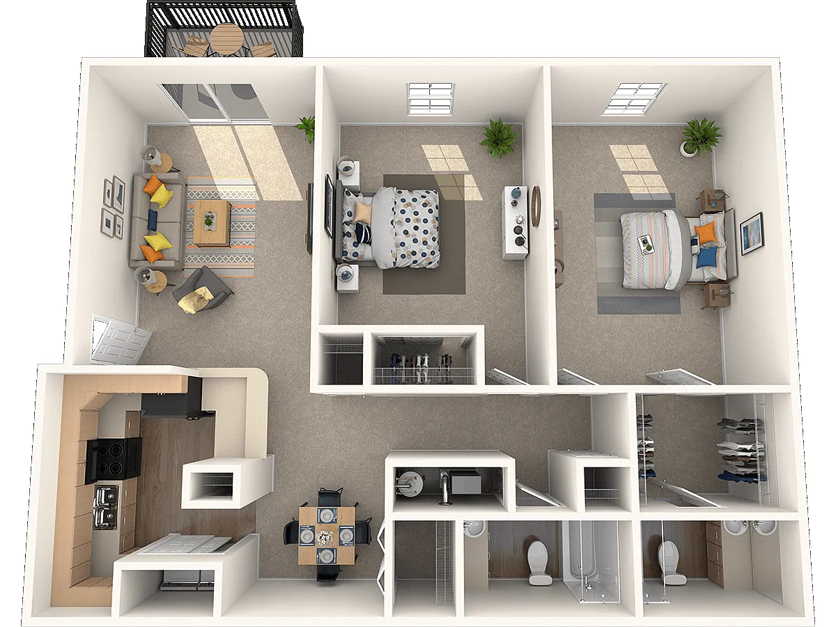 Floor plan 2 Bed - 2 Bath