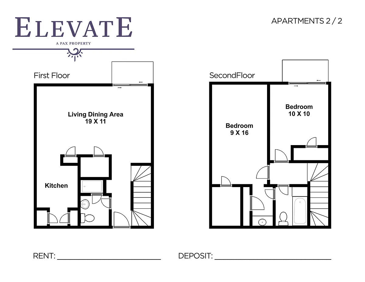 Floor plan 2bd/2bth Townhouse