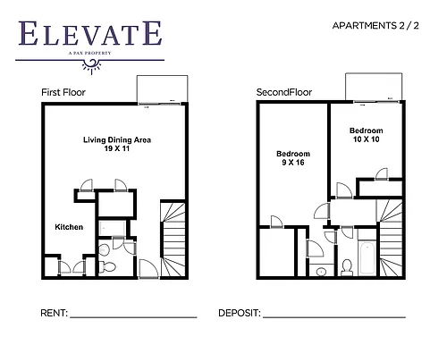 Floor plan 2bd/2bth Townhouse