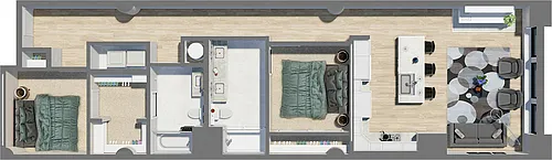 Floor plan Suite Style 20 - 2 Bedrooms 2 Baths