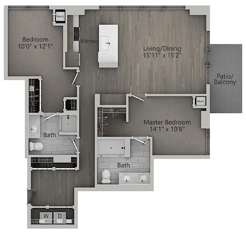Floor plan B5 | 2 Bedroom | 1,140 SF