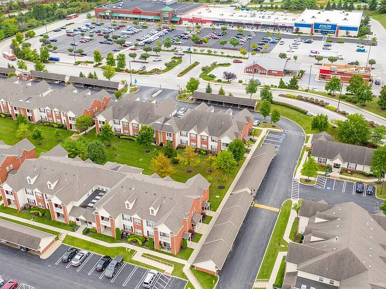 Aerial photo of Henderson Square and the Henderson Square shopping center.
