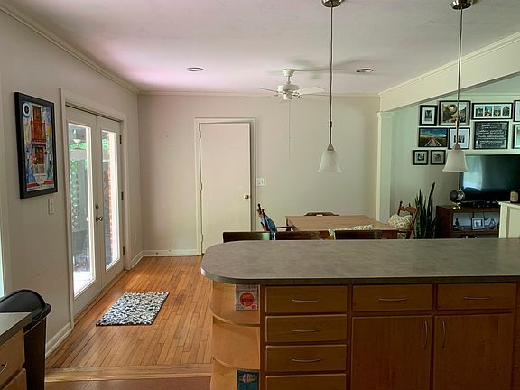 view from kitchen to dining area