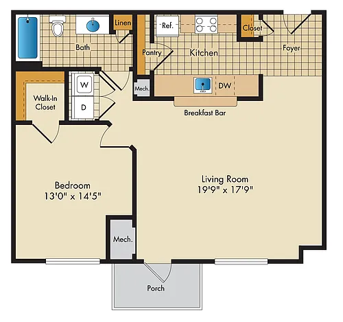 Floor plan 1 Bed/1 Bath