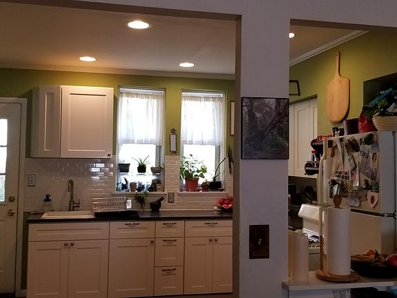 View of kitchen from the dining room. Open concept.