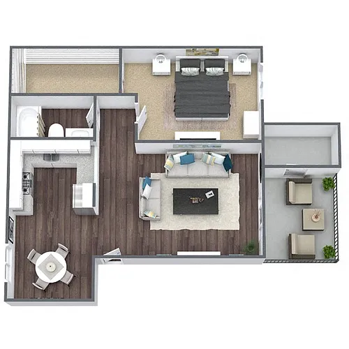 Floor plan A1: 1 Bed 1 Bath