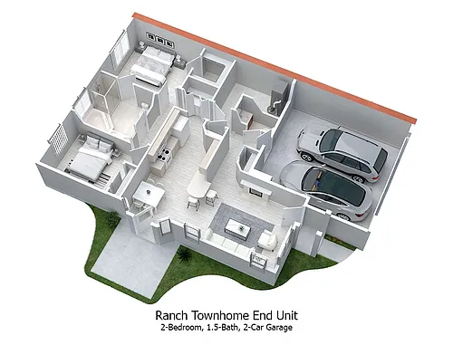 Floor plan 2 Bedroom Ranch
