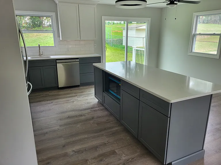 Kitchen Island with below counter microwave