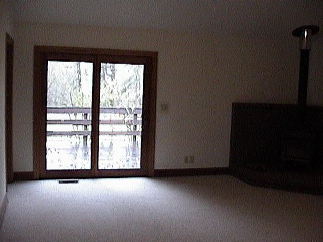 woodstove and living room