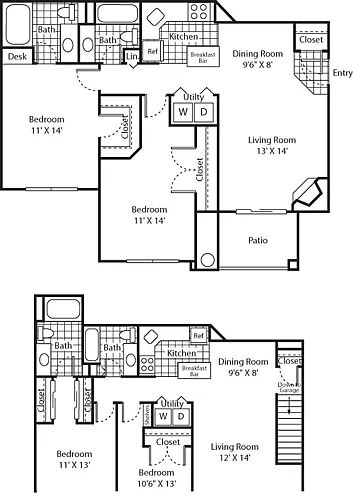 Floor plan Two Bed B-2 - Phase I