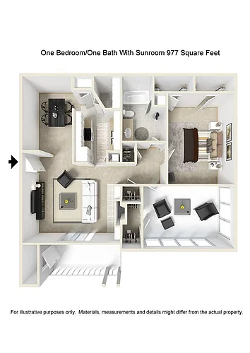 Floor plan Two Beds- Once Bath