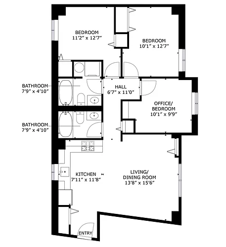 Floor plan 3 bed 2 bath